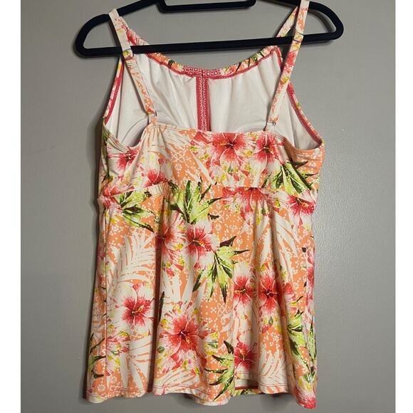 Beach House Size 14 Takini Hibiscus Floral Swim Tank Keyhole Neck Resort Wear - Picture 3 of 6